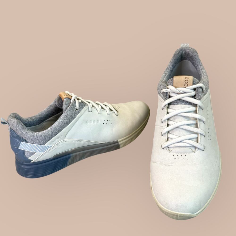Ecco Womens Leather Golf Shoes Gortex S-Three Spikeless Sz. 9 - 9.5 Wide Cream